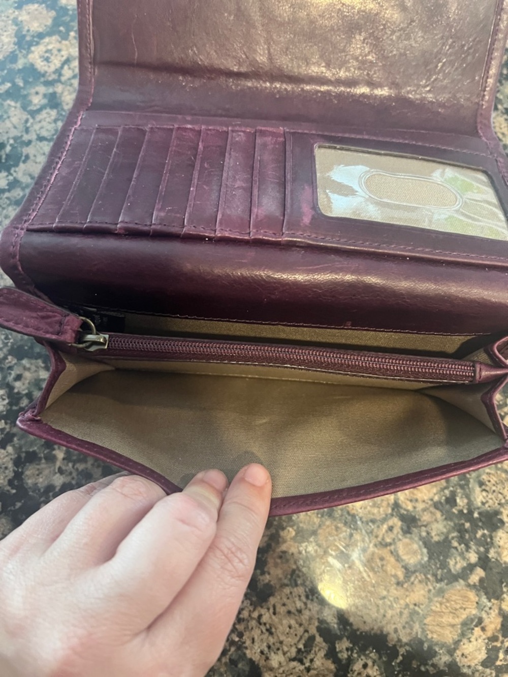 Frye Plum Leather Trifold Wallet - Picture 5 of 7